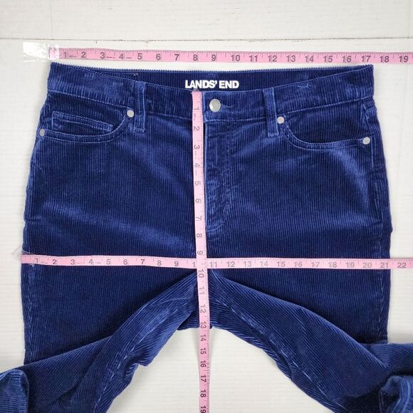Lands End Blue Corduroy Pants Stretchy High Rise Women Size 14 P - Picture 7 of 16